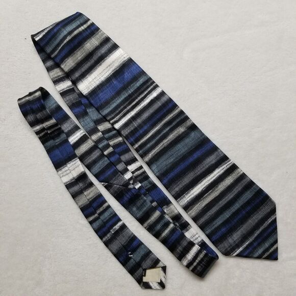 Fratelli  Necktie 100% Silk Tie Handmade Italy Gold Label Striped Earth Tones - Picture 1 of 6